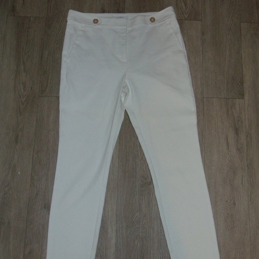 Loft Women Pants Size 10 The skinny Solid White Button Pockets